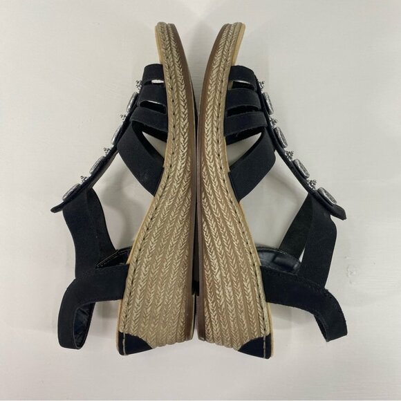 Rieker T-Strap Black Sandal Wedge with Silver Accents Women’s size 41 or 9.5 - Picture 6 of 12